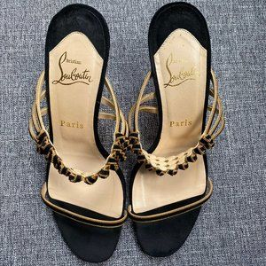 Christian Louboutin Sandals in Black and Gold AUTHENTIC